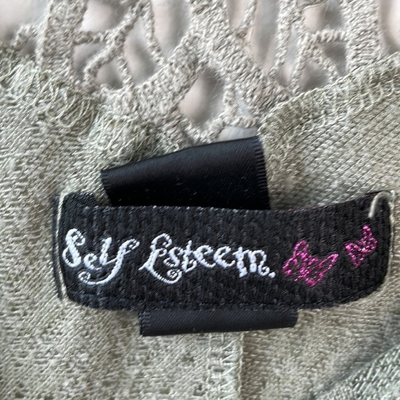 Self esteem boho green lace overlay blouse women size medium - Picture 5 of 6